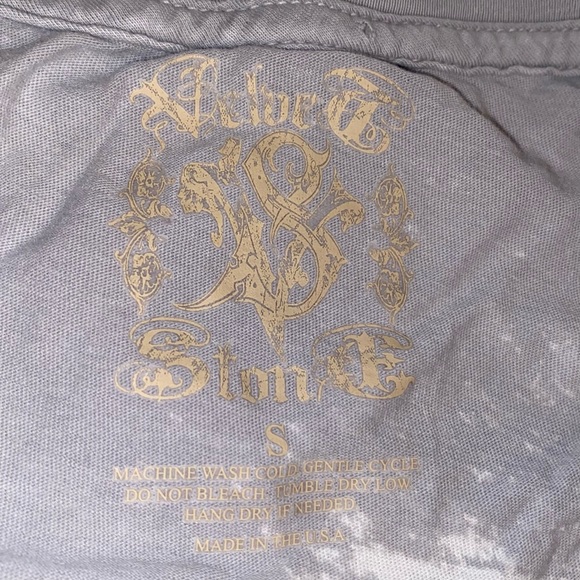 Velvet Stone gray rhinestone cross t-shirt small - Picture 5 of 7